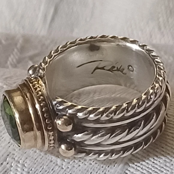 Reve Oval Peridot Ring in Sterling Silver and 14k, Size 6 - Picture 9 of 13